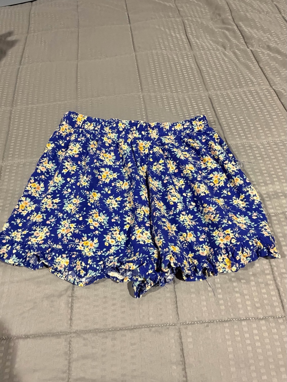 American Eagle Outfitters Royal Blue Floral High-Waist Shorts